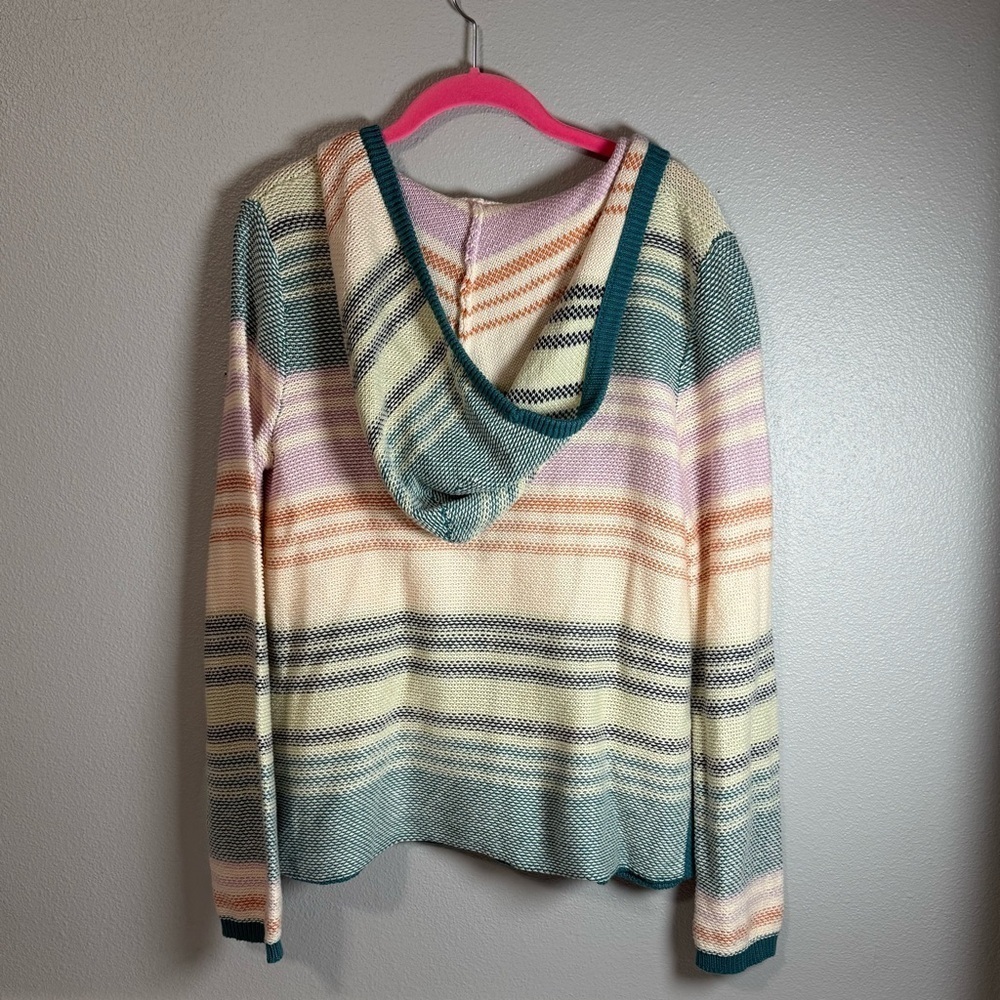 Hem & Thread Pastel Striped V-Neck Hoodie Sweater - Picture 3 of 7